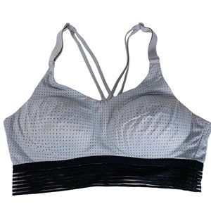 Victorias Secret Sport Bra Gray 36B Black Band Padded Polk A Dot Key Hole Racer